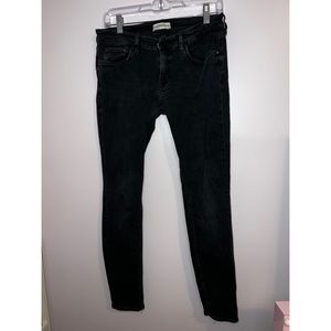 Zara Woman Black Distressed Skinny Jeans